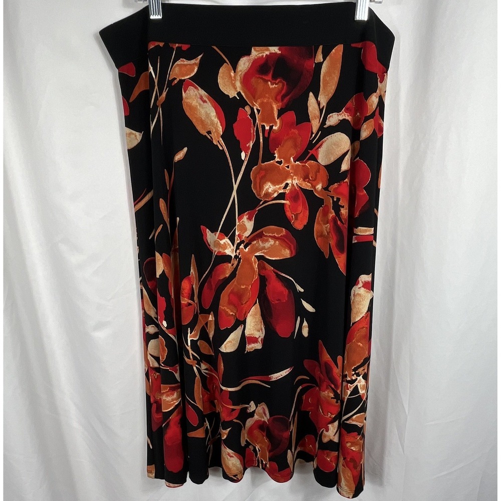Calvin Klein Women's Size Extra Large Floral Skirt Red/Black/Orange